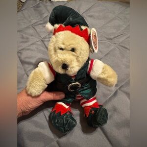 Festive Starbucks Collectable Plush Bear with Elf Outfit